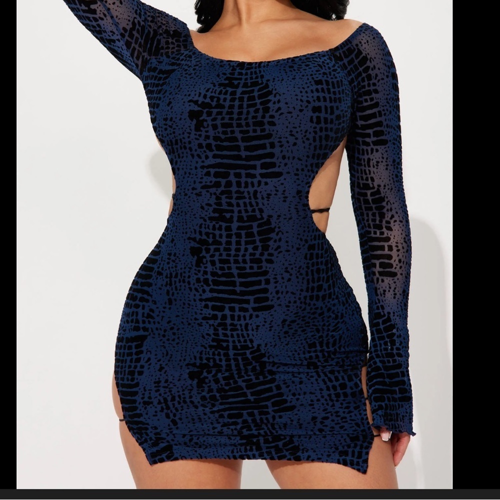 NWT! Fashion Nova Sweet Nothings Navy Backless Micro Mini Cut Out Dress XS Sexy